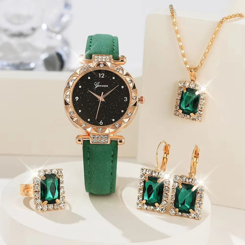 Zenat Luxury Rhinestone Women's Watch Bracelet Gift Set