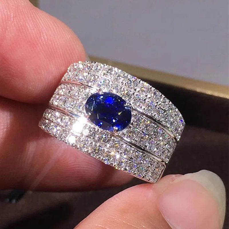 Zenat Luxury Prong Rings – Deep Blue Zircon