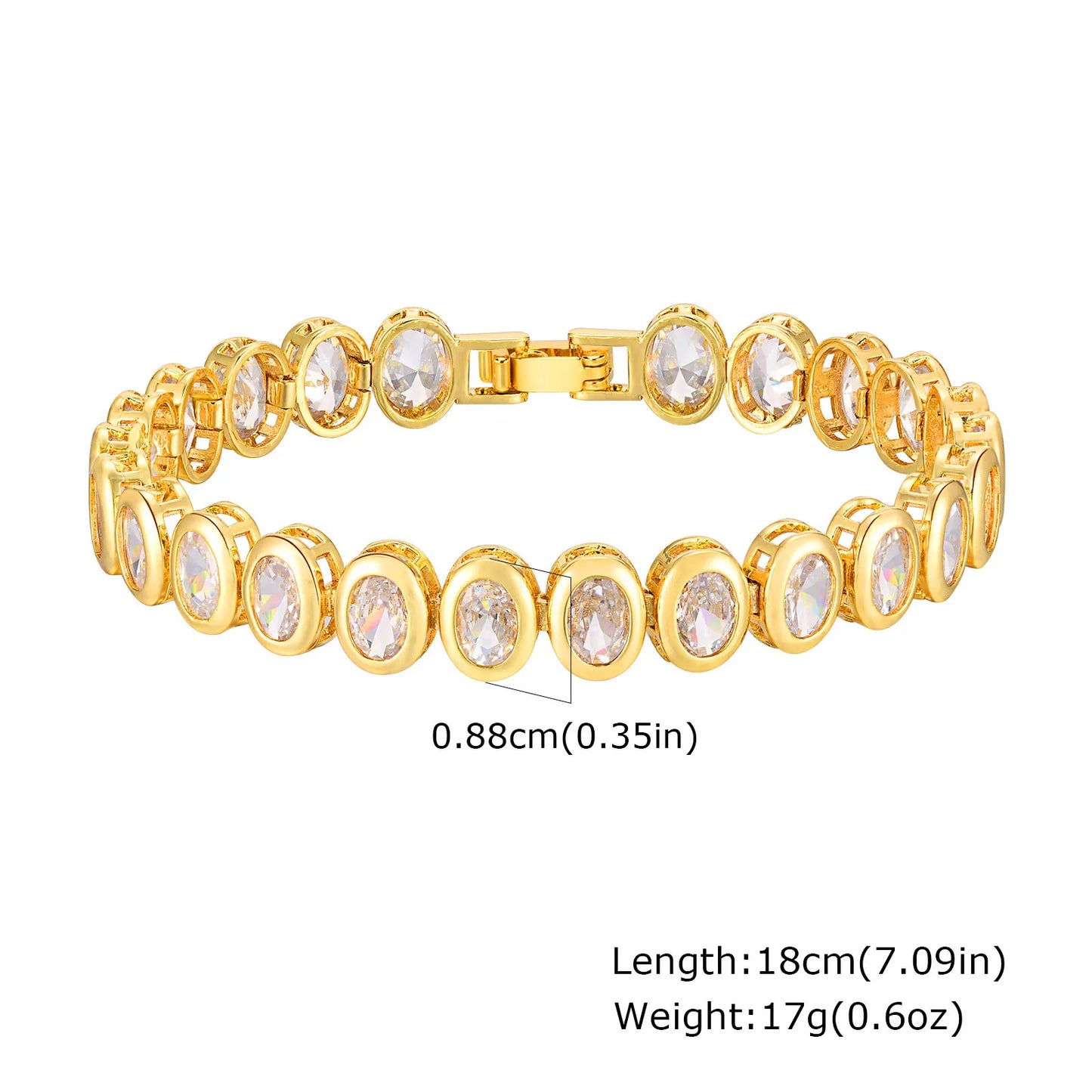 Bracelet 14K Gold Plated Cubic Zirconia Chunky Adjustable