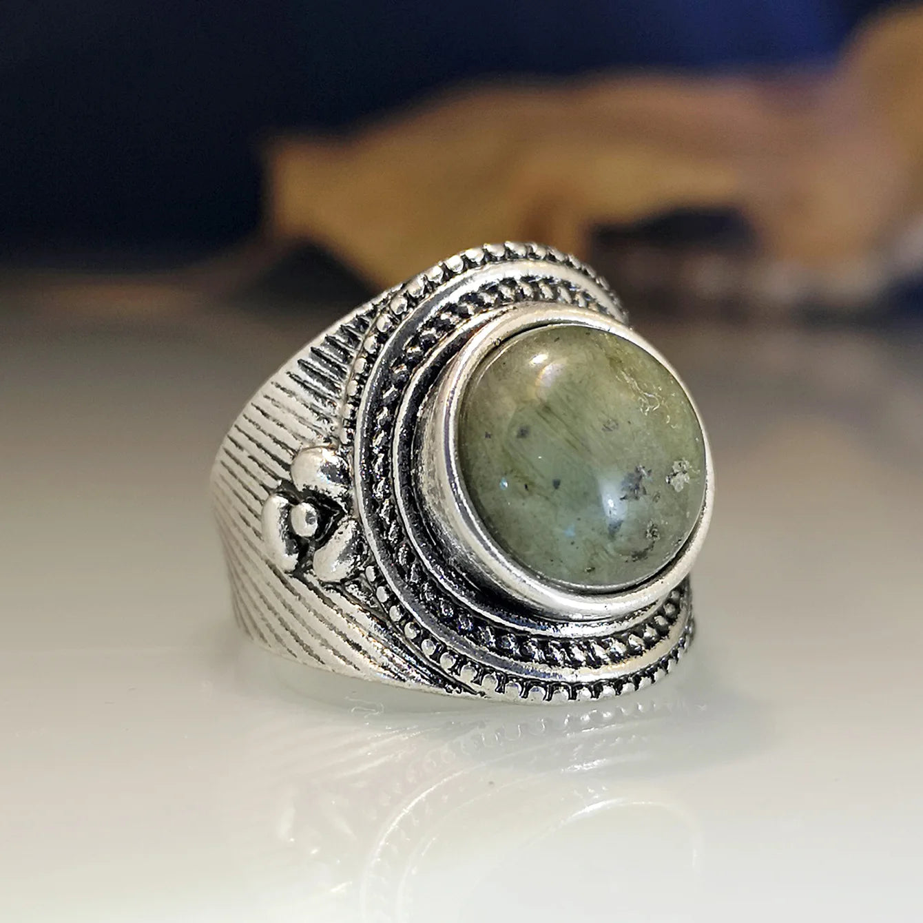 Zenat Victorian Women’s Faux Turquoise Carved Ring