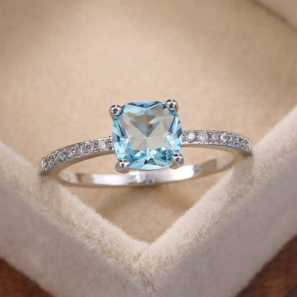 Zenat Sea Blue Cubic Zirconia Women’s Ring