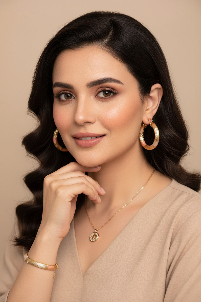 Zenat Golden Pink Earrings Exquisite Daily Wear