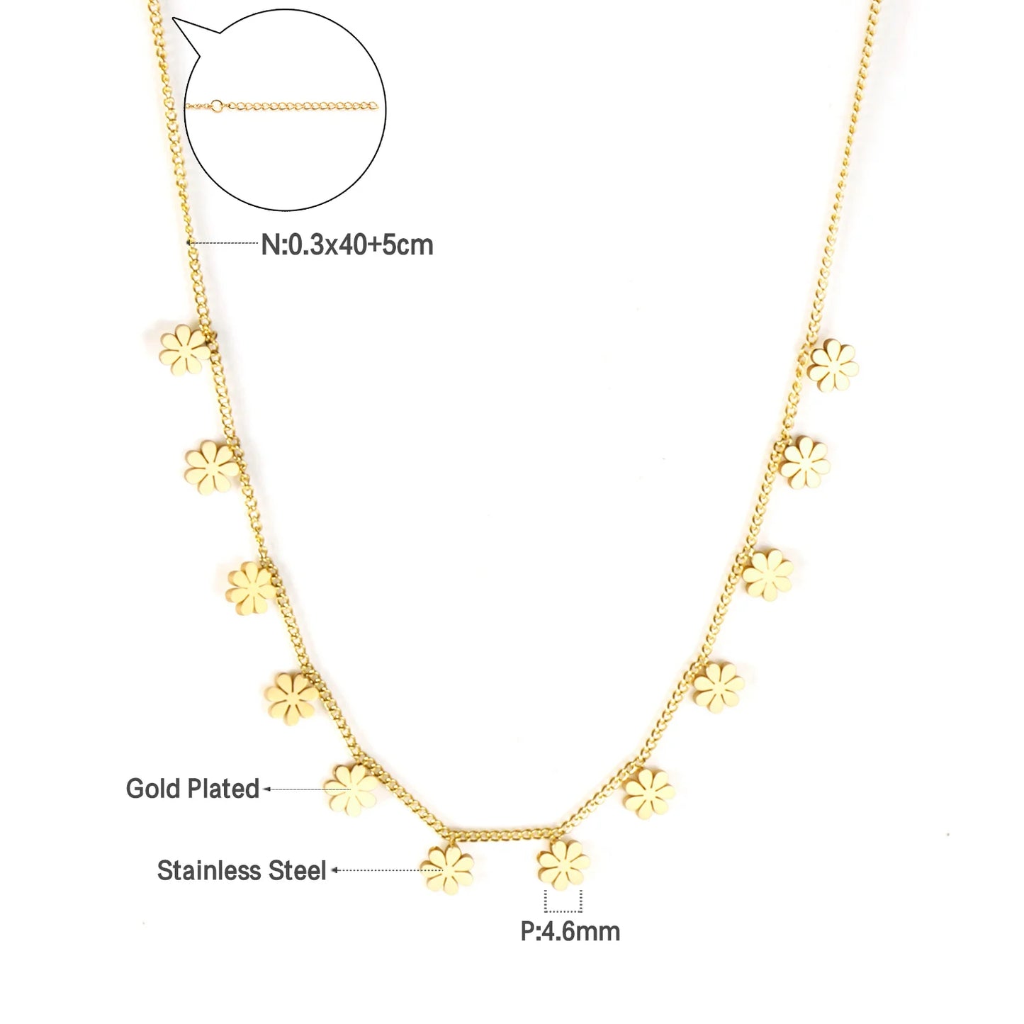 Zenat Golden Chains Necklaces Star Heart Stainless Steel