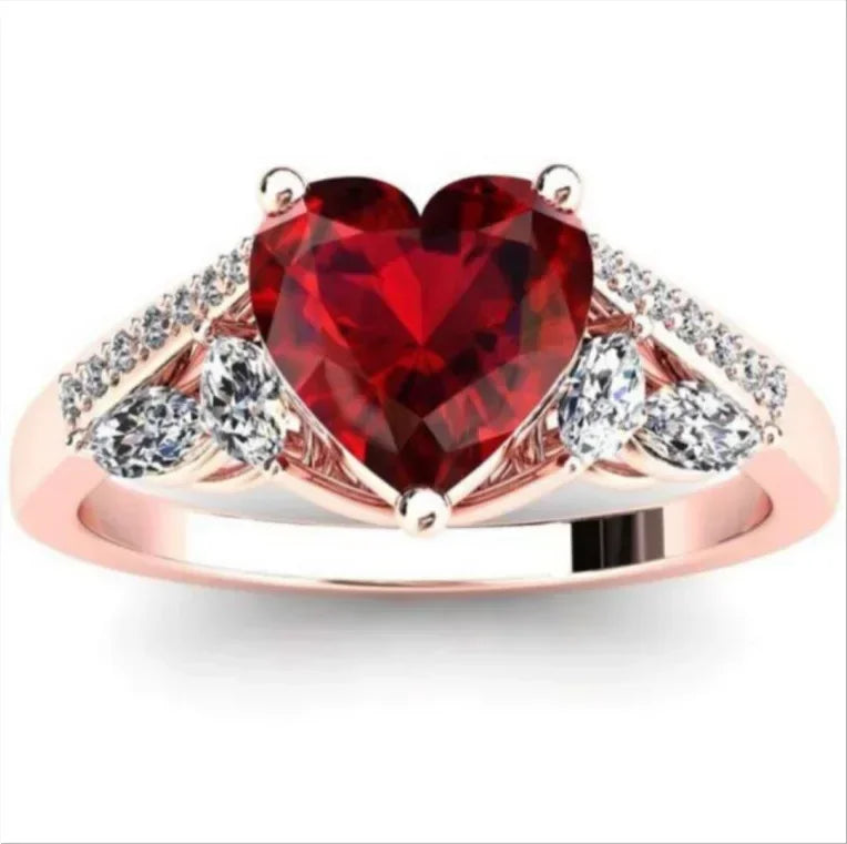 Zenat American Red Cubic Zirconia Ring