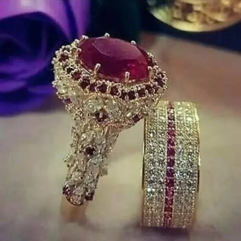 Zenat American Red Cubic Zirconia Ring