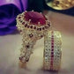 2025 European and American Red Cubic Zirconia Ring, Oval Geometric Fashion Temperament Elegant and Dazzling Jewelry Accessories