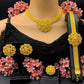 Zenat Luxury Flower Necklace Sets Wedding Gold Plated