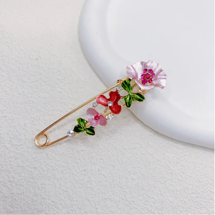 Zenat Sweet Flower Rhinestone Lapel Pin Brooch