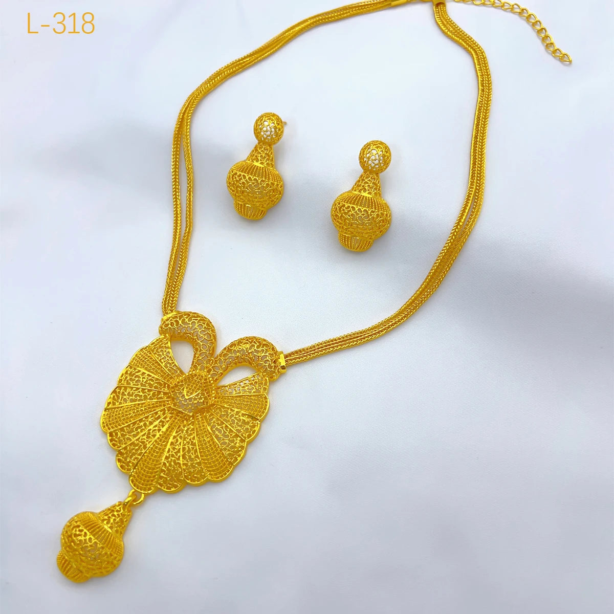 Zenat Dubai style 24K Gold Color Necklace Earring Jewelry Set For Women
