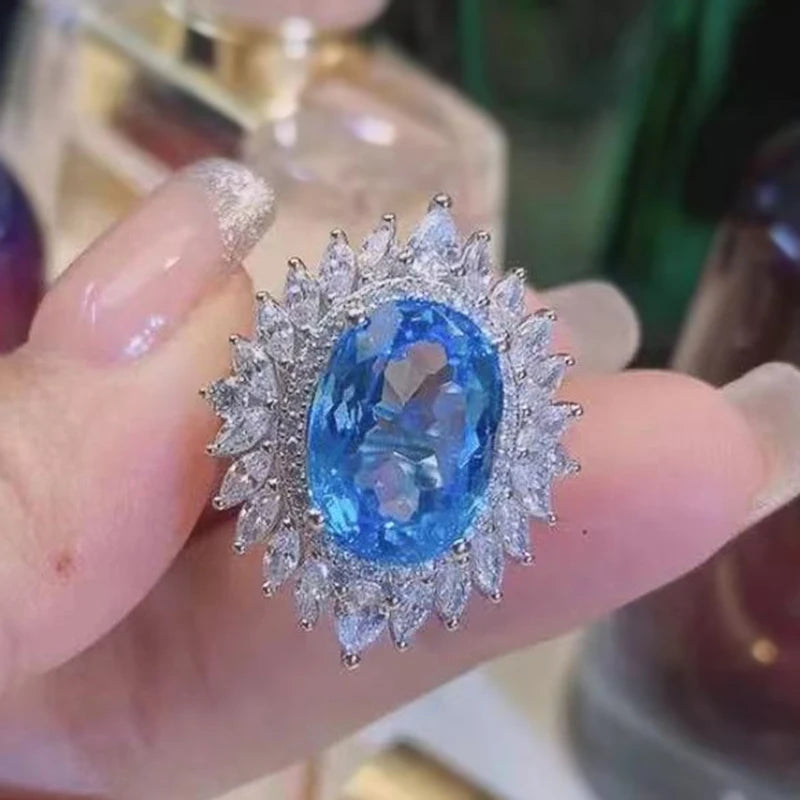 Zenat Sea Blue Cubic Zirconia Women’s Ring