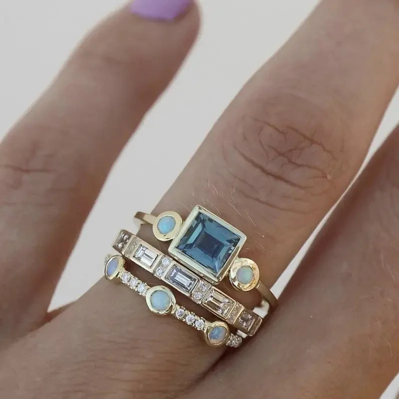 Zenat Sea Blue Cubic Zirconia Women’s Ring