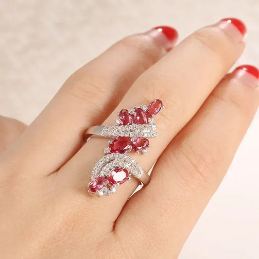 Zenat Pink Zirconia Trendy Sweet and Romantic Engagement Rings