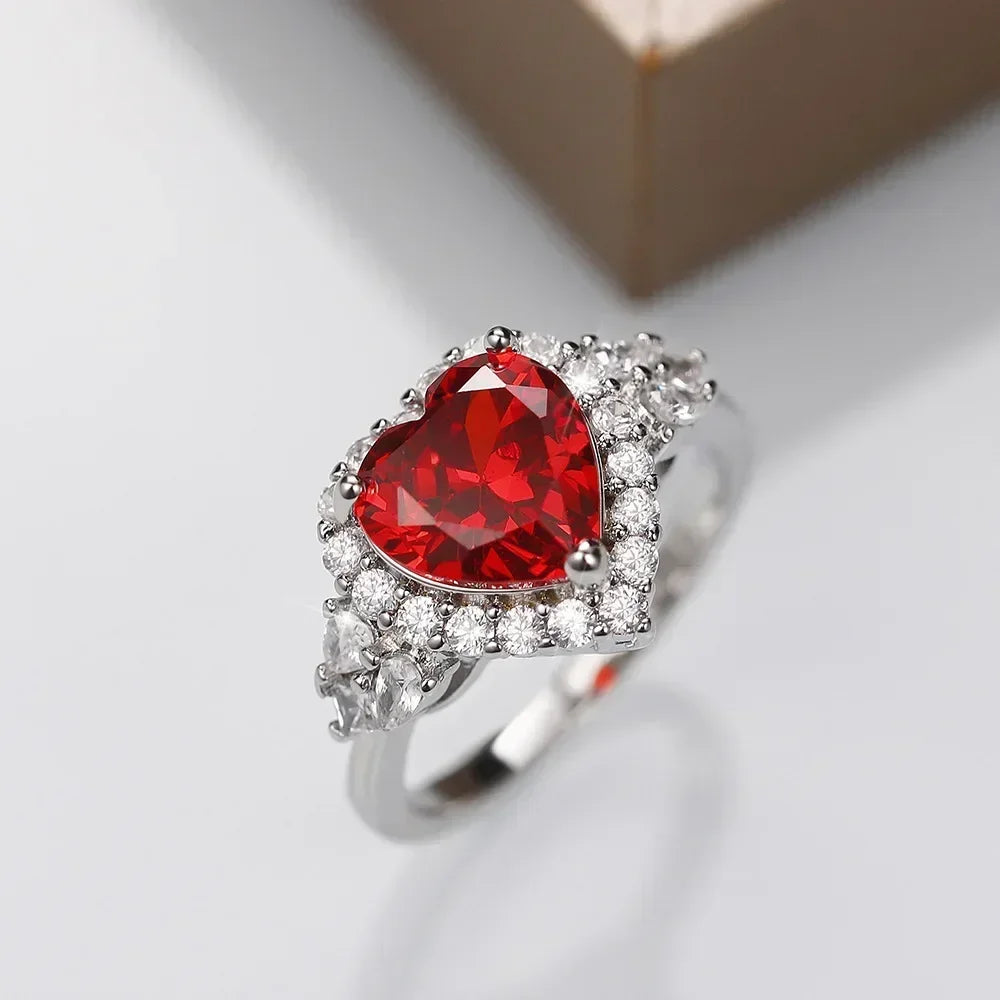 Zenat American Red Cubic Zirconia Ring