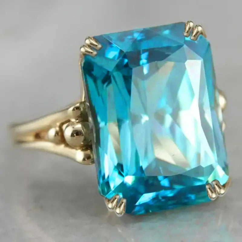 Zenat Sea Blue Cubic Zirconia Women’s Ring