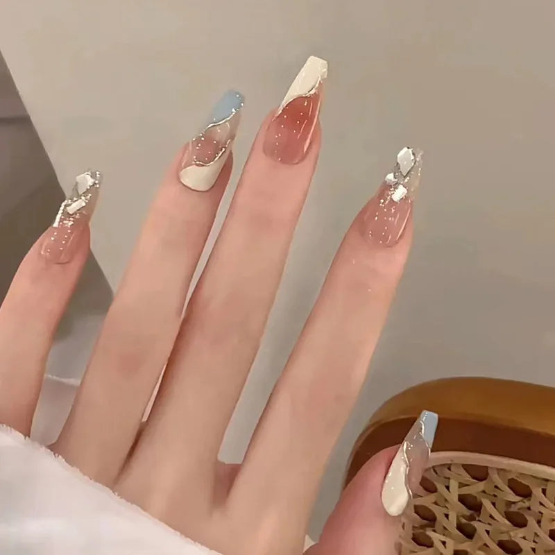Zenat 24Pcs Glitter Diamond Press-On Nails