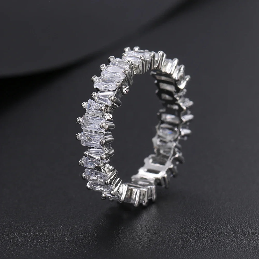 Fashion Luxury Multicolor Charm Zircon Wedding Rings for Women Round Square Stone Party Ring Jewelry