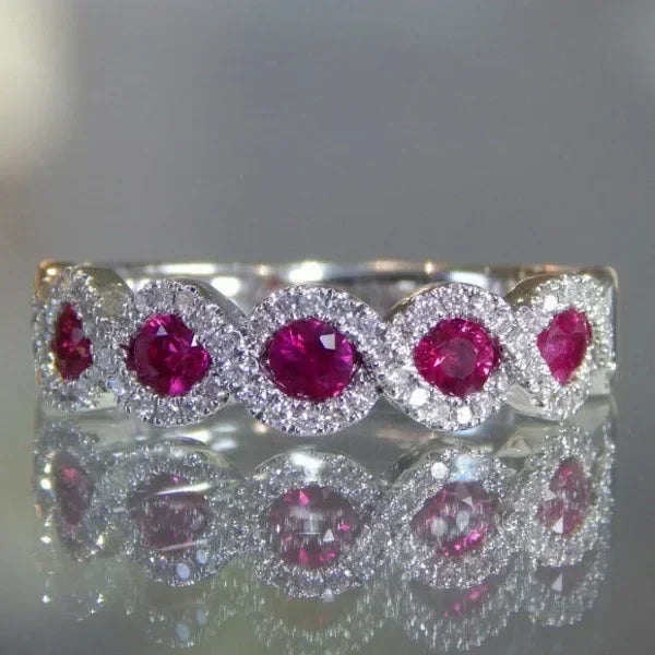 Zenat American Red Cubic Zirconia Ring
