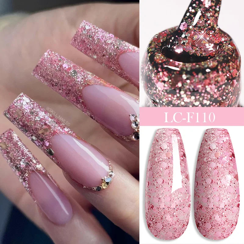 Zenat Bright Red Sparkling Glitter Gel Nail Polish