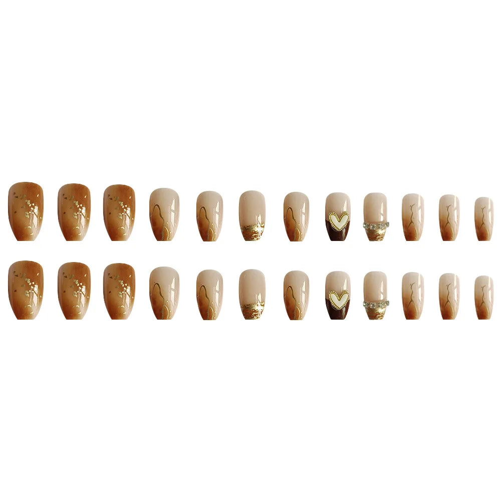 Zenat 24Pcs Short Coffin Press-On Nails