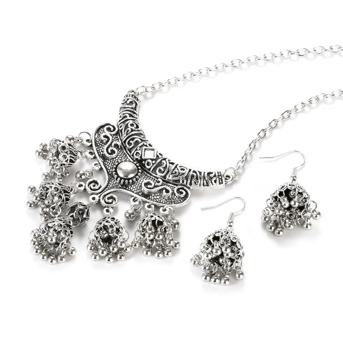 Zenat Luxury Retro Ethnic Carved Jhumka Set