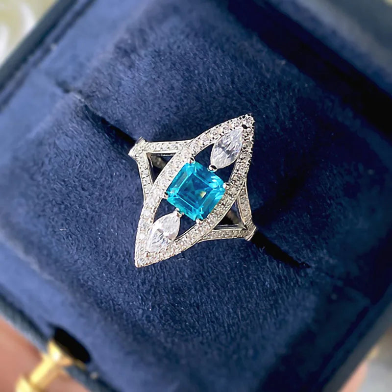 Zenat Sea Blue Cubic Zirconia Women’s Ring