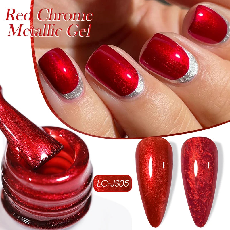 Zenat Bright Red Sparkling Glitter Gel Nail Polish