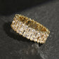 Classic Baguette Cubic Zirconia Engagement Rings for Women Luxury 18K Gold Color Plated Wedding Party Jewelry