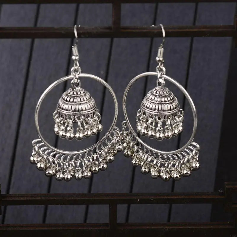 Zenat 2025 Retro Tassel Drop Jhumka Earrings