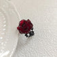 Zenat Punk Gothic Red Rose Adjustable Ring
