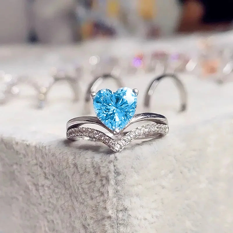 Zenat Sea Blue Cubic Zirconia Women’s Ring