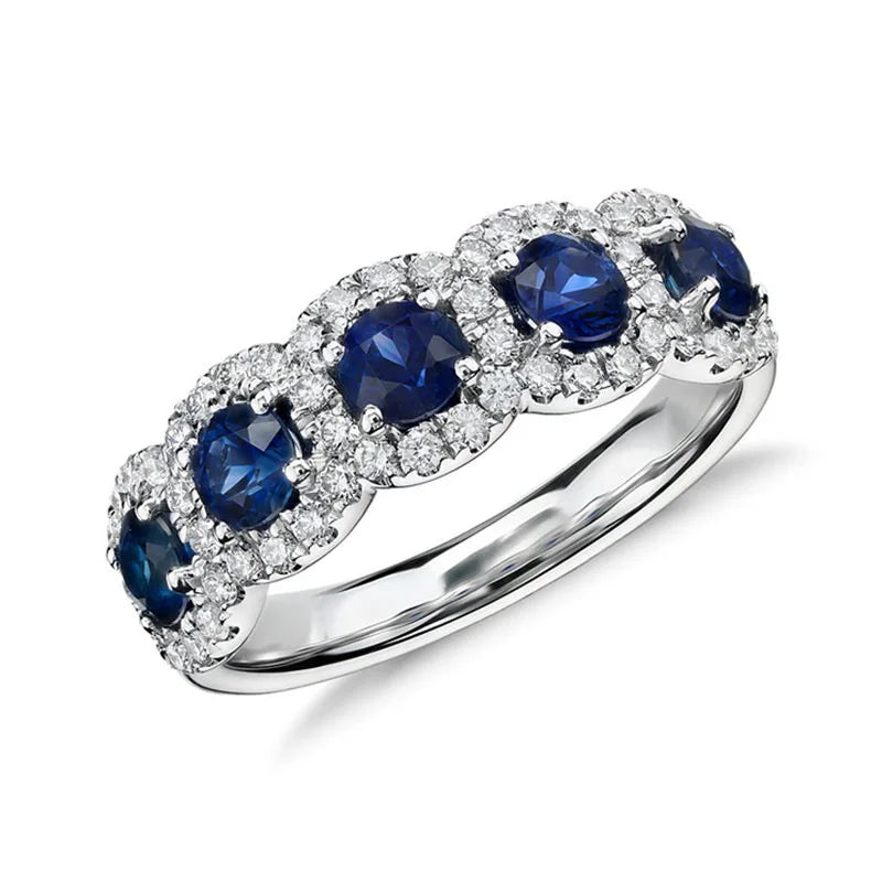 Zenat Luxury Prong Rings – Deep Blue Zircon