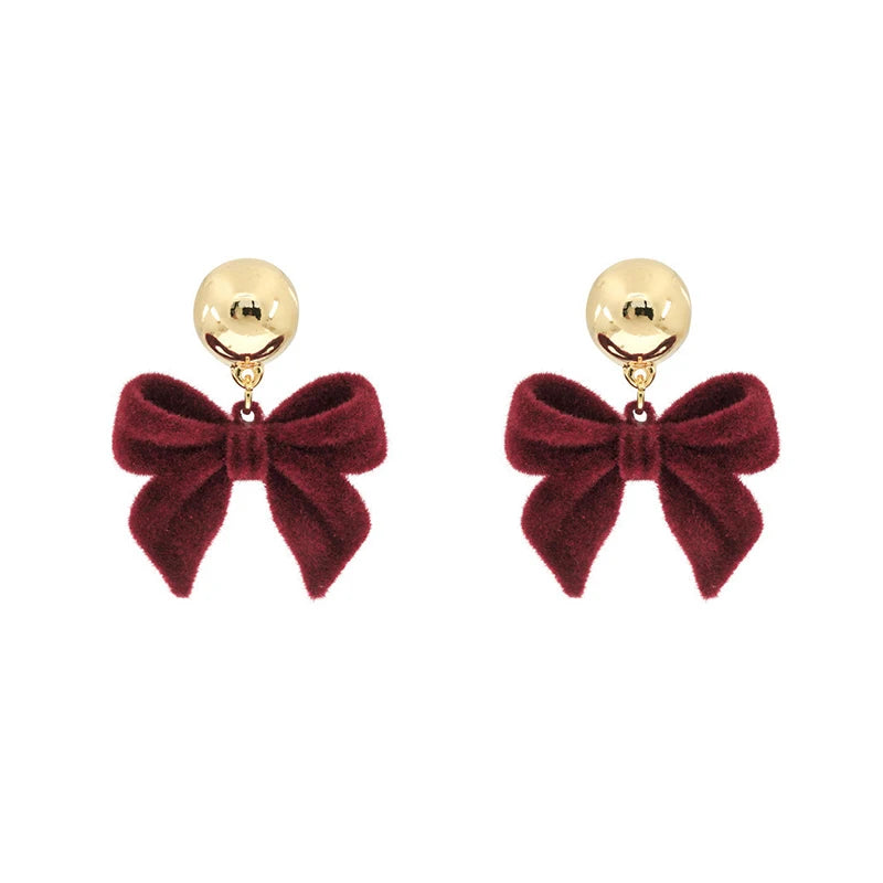 Zenat Vintage Black Bowknot Geometric Stud Earrings
