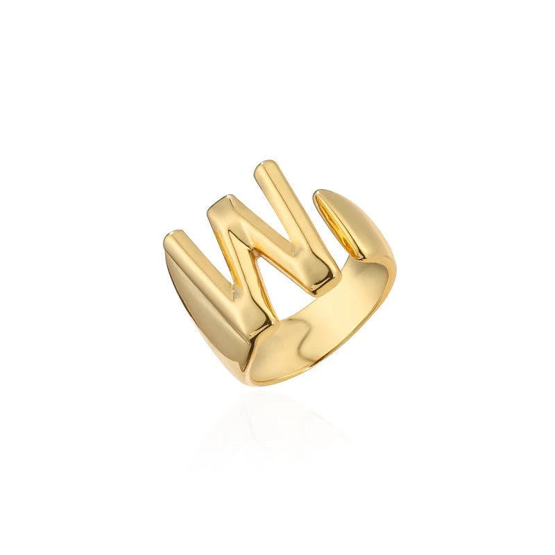 Zenat Letter Adjustable Stainless Steel Ring