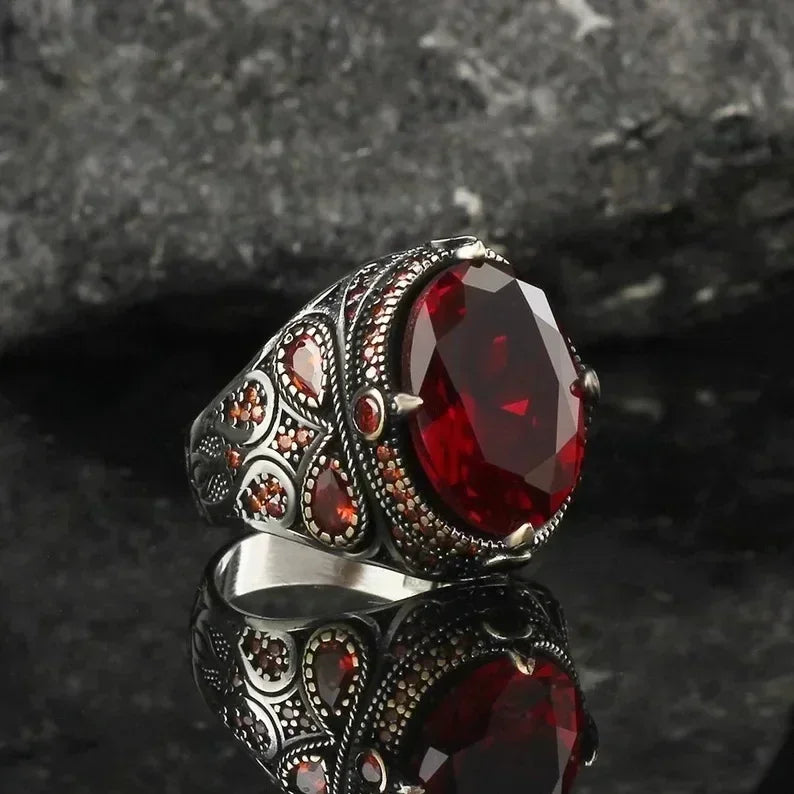 2024 New Luxury Women's Big Black Stone Ring Fashion Silver Zircon Wedding Rings Female Bride Love Engagement