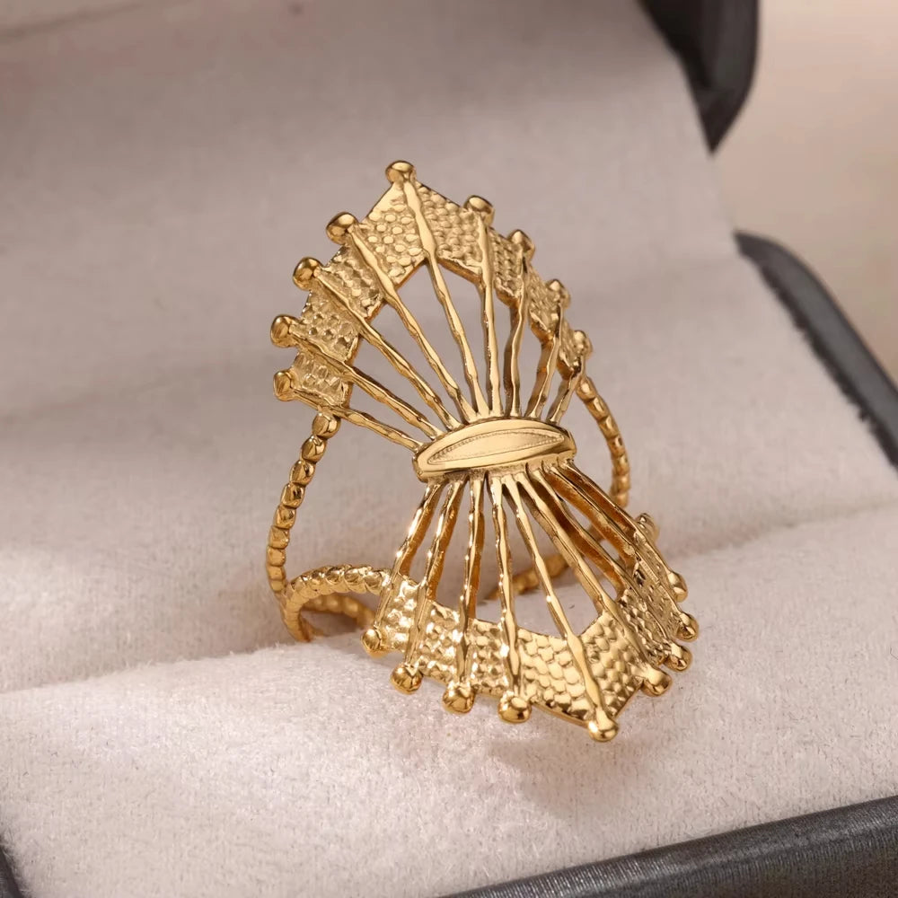 Zenat Zircon Geometric Evil Eye Adjustable Ring