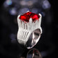 Zenat Elegant Red Corundum Ring with Large Zircon
