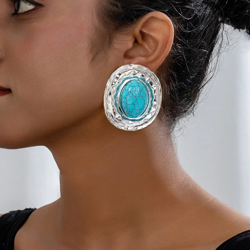 Zenat Round Geometric Stud Earrings – Women Party Gift