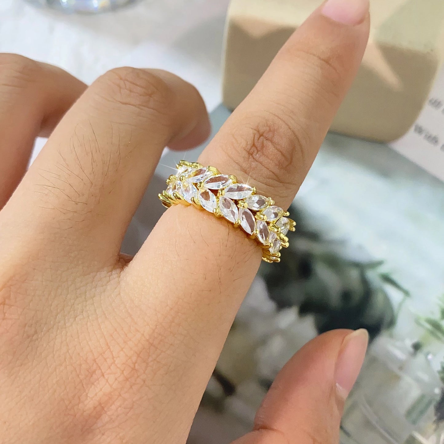 Classic Baguette Cubic Zirconia Engagement Rings for Women Luxury 18K Gold Color Plated Wedding Party Jewelry