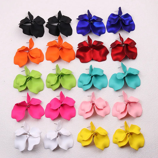 Zenat Korean Acrylic Petal Flower Tassel Earrings