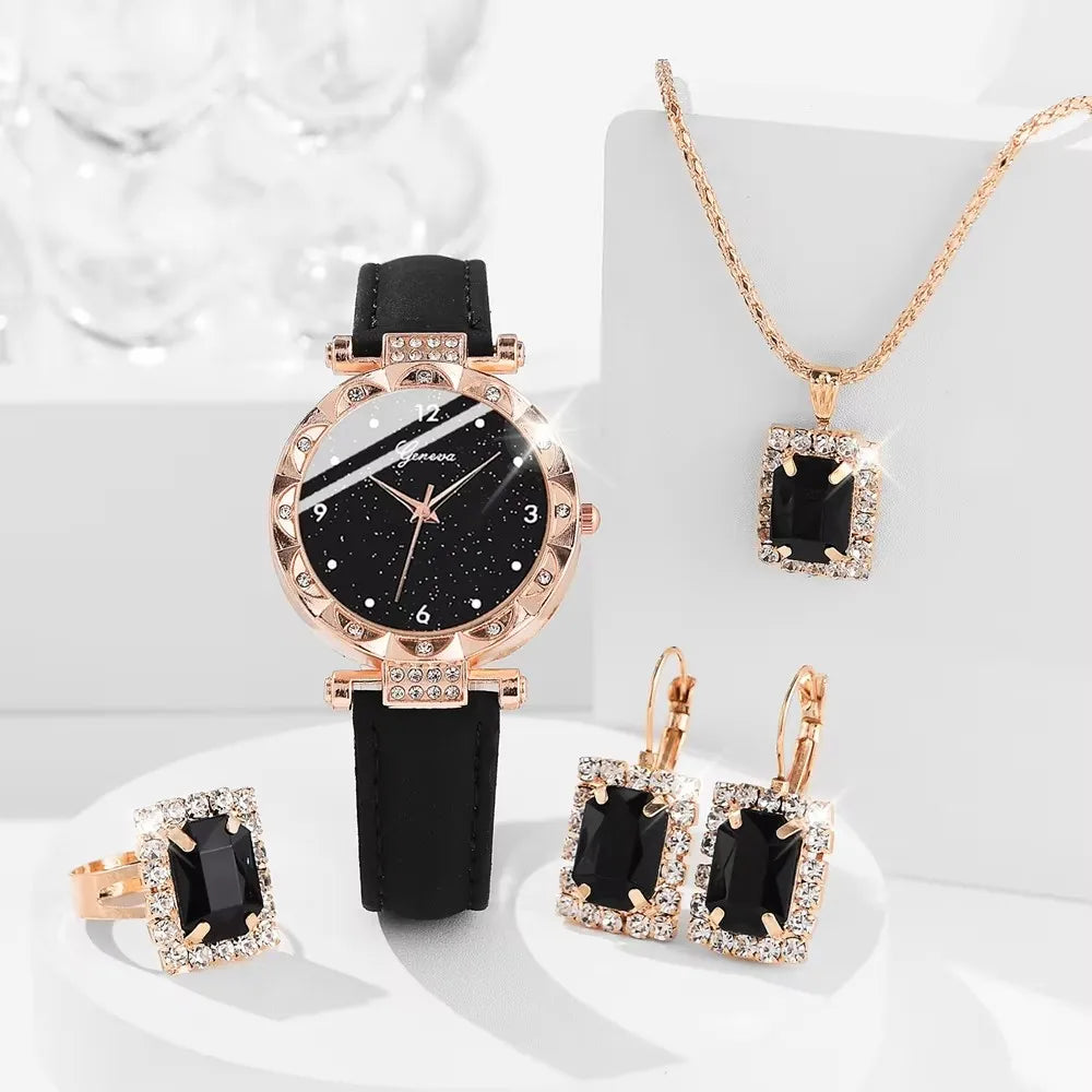 Zenat Luxury Rhinestone Women's Watch Bracelet Gift Set