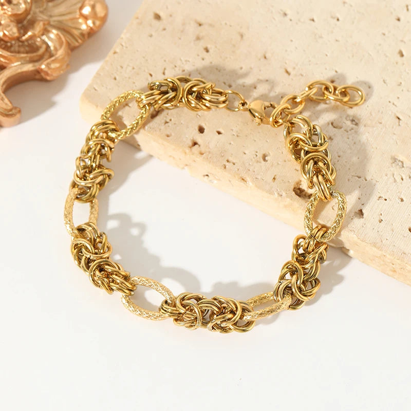 Twisted Bracelet 18K Gold Plated Waterproof 316 Steel