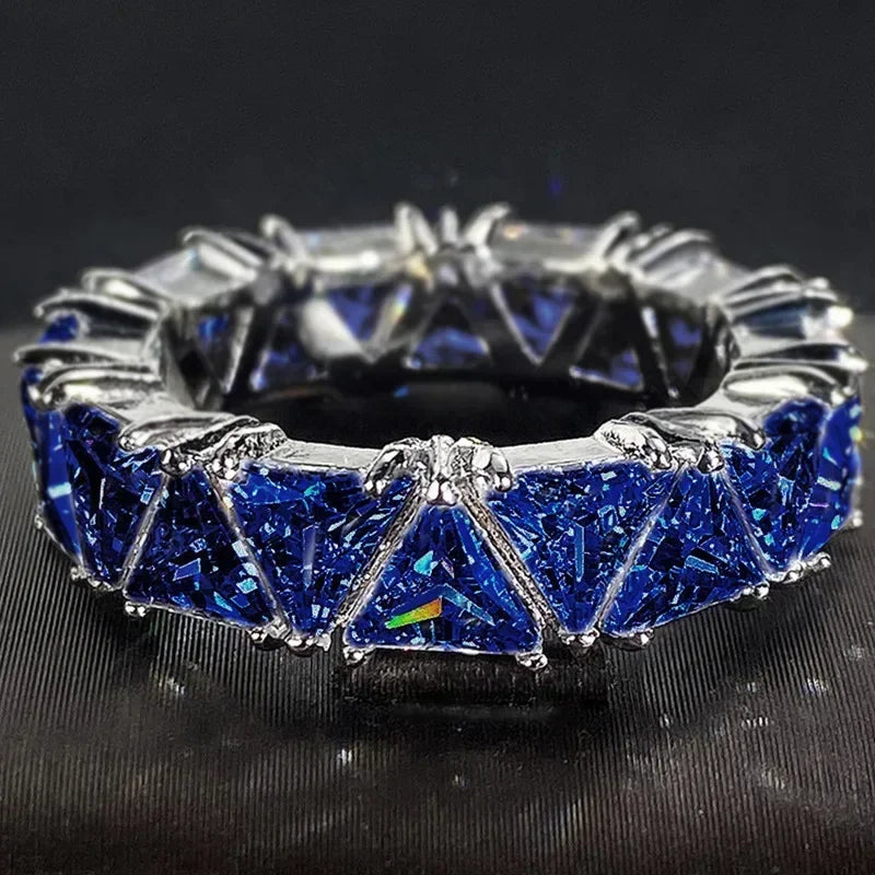 Zenat Blue Cube Zircon Elegant Ring