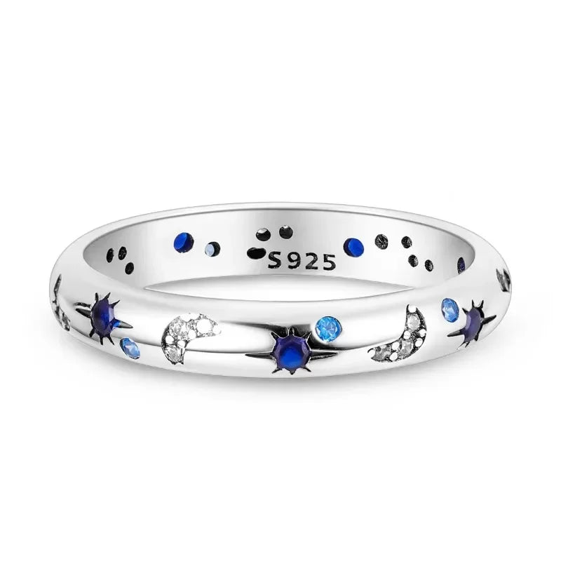 Zenat Celestial Blue Moon Sun Crystal Ring