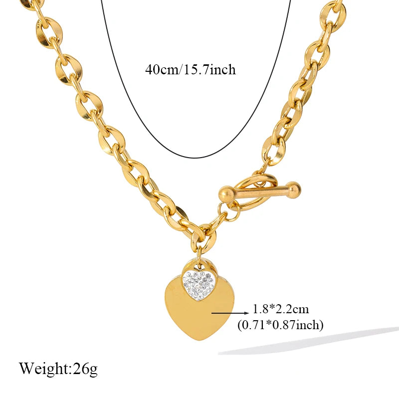 Zenat Double Heart Necklace Bracelet 316 Stainless Steel