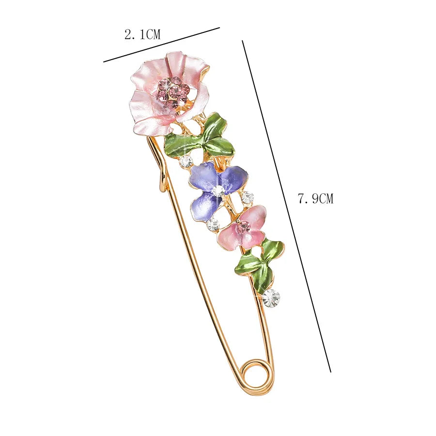 Zenat Sweet Flower Rhinestone Lapel Pin Brooch
