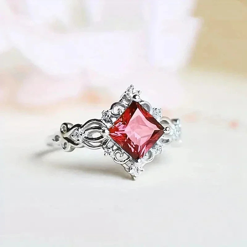 Zenat American Red Cubic Zirconia Ring