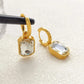 Trendy Square Stainless Steel Zirconia Earrings For Women Girls Gold Color Metal Crystal Earring Party Birthday Daily Jewelry