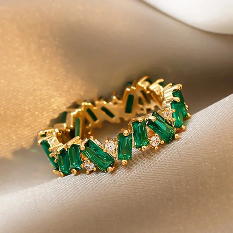 Fashion Luxury Multicolor Charm Zircon Wedding Rings for Women Round Square Stone Party Ring Jewelry