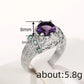 Zenat Purple Cubic Zirconia Square Crystal Ring