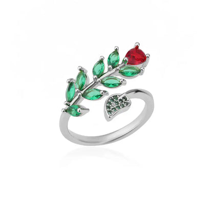 Zircon Flower Leaf Rings for Women Shine Opening Stainless Steel Ring 2024 Trend Luxury Wedding Jewelry Free Shipping anillos
